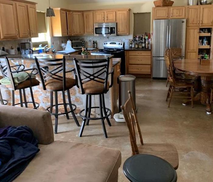 Kitchen floor after water extraction and drying