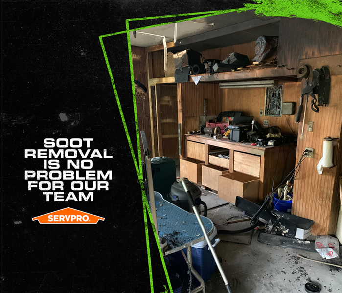 soot-filled garage after a fire